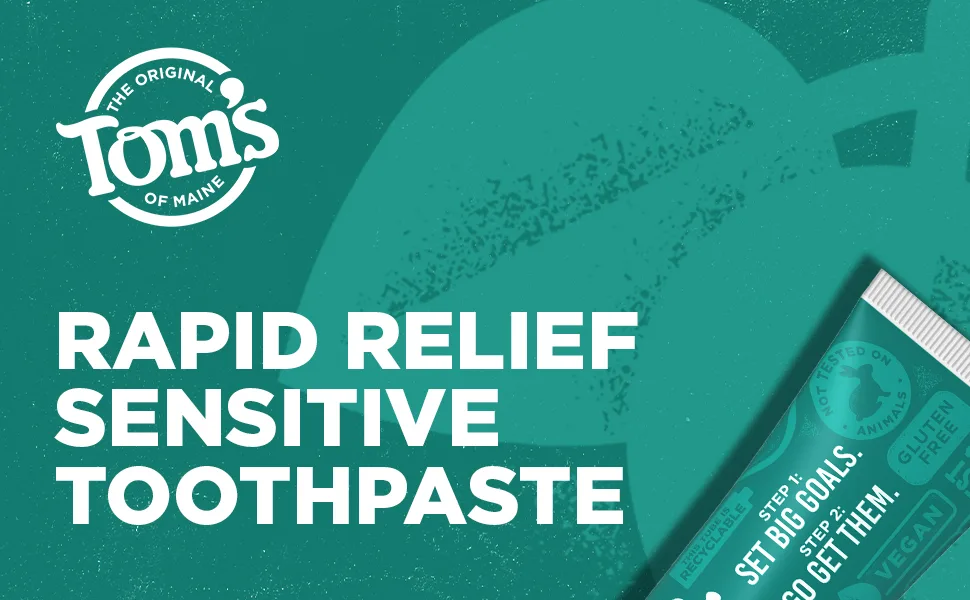 Tom's of Maine Natural Rapid Relief Sensitive Toothpaste Natural Toothpaste Sensitive Toothpaste Fresh Mint 4 Ounce (Pack of 2) - product information 1