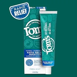Tom's of Maine Natural Rapid Relief Sensitive Toothpaste Natural Toothpaste Sensitive Toothpaste Fresh Mint 4 Ounce (Pack of 2) - product information 4