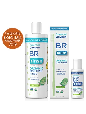 Essential Oxygen Pristine Protocol A 3-Step System (1. Rinse 2. Brush 3. Polish) for Your Best Smile Ever 3 Count Combo Pack - product information 1