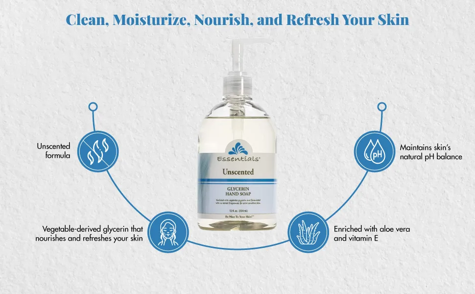 Essentials by Clearly Natural Glycerin Liquid Hand Soap Unscented 12-Fluid Ounce Pack of 3 - Essentials Glycerin Liquid Hand Soap, Unscented, 12-Fluid Ounce, Pack of 3