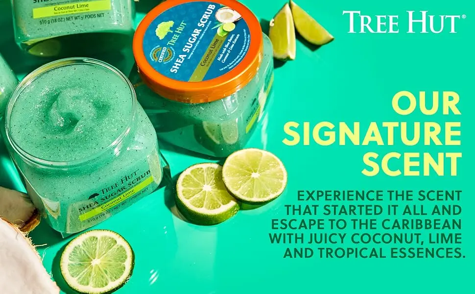 Tree Hut Shea Sugar Scrub Coconut Lime 18 Ounce (Pack of 3) Coconut Lime 1.125 Pound (Pack of 3) - Tree Hut coconut lime Sugar Shea Scrub