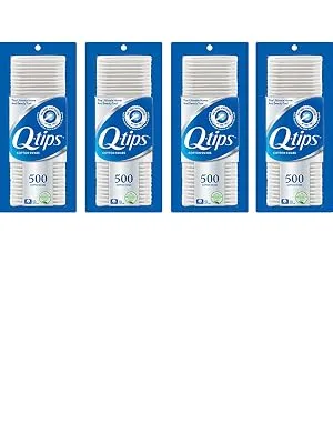 Q-Tips Swabs Cotton 500 Count (Pack of 4) - Q-tips Cotton Swabs 500 ct, 4 Pack