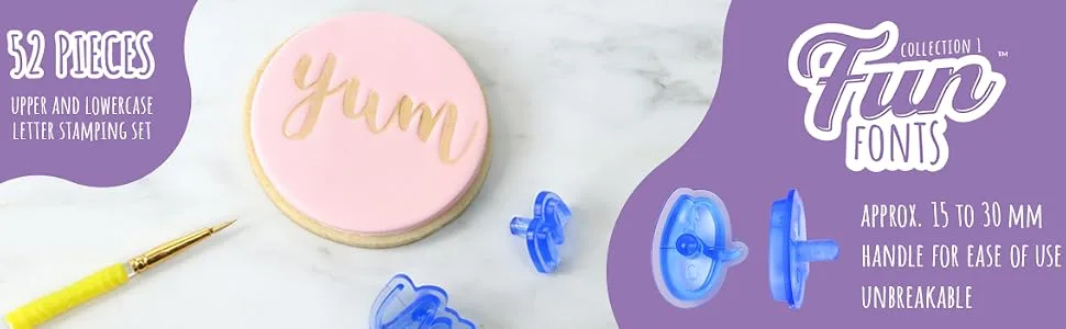 PME Alphabet Upper and Lower Case Fun Fonts Letter Stamping Set Standard Blue Collection 1 - ff banner