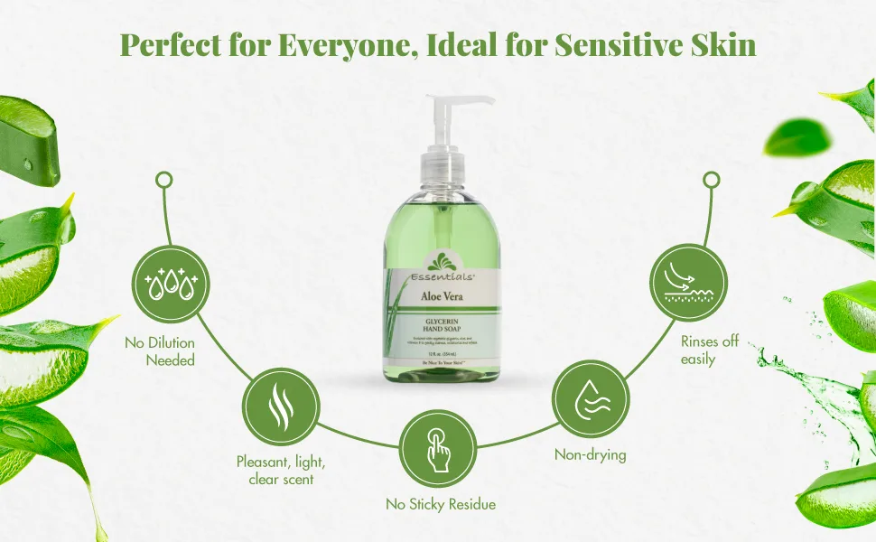 Essentials by Clearly Natural Glycerin Liquid Hand Soap Aloe Vera 12-Fluid Ounce Pack of 3 - Essentials by Clearly Natural Glycerin Liquid Hand Soap