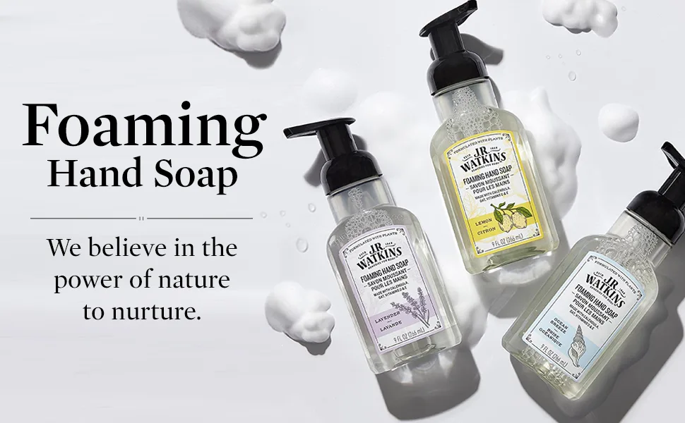 J.R. Watkins Foaming Hand Soap For Bathroom or Kitchen Scented USA Made And Cruelty Free 9 Fl Oz Lemon 3 Pack - Best foaming hand soap