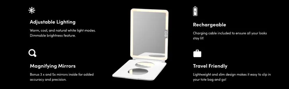 Case-Mate LuMee Studio - LED Portable White Light Makeup Mirror - Lightweight - 3 Light Modes - Travel-Friendly - White - lumee banner