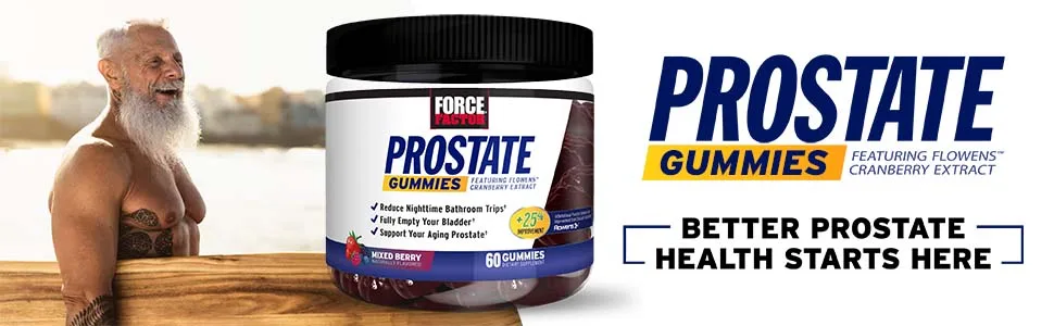 Force Factor Prostate Gummies Saw Palmetto & Beta Sitosterol Supplement for Men Reduce Nighttime Bathroom Trips Fully Empty Your Bladder and Support Your Aging White 60 Count - Alleviate Nighttime Urination, Fully Empty Your Bladder, Promote Normal Prostate Size