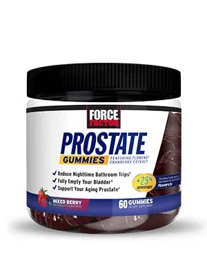Force Factor Prostate Gummies Saw Palmetto & Beta Sitosterol Supplement for Men Reduce Nighttime Bathroom Trips Fully Empty Your Bladder and Support Your Aging White 60 Count - Force Factor Prostate Gummies