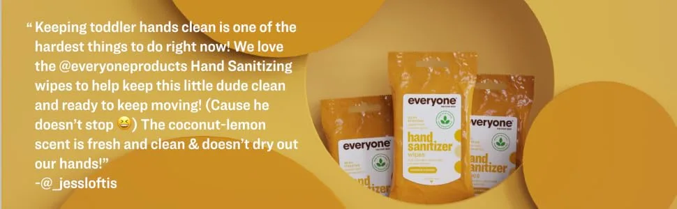 Everyone Hand Sanitizer Wipes 15 Wipes (Pack of 6) Ruby Grapefruit Plant Derived Alcohol with Pure Essential Oils - product information 2
