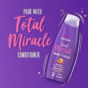 Aussie Total Miracle with Apricot & Macadamia Oil Paraben Free Shampoo 26.2 fl oz Pack of 4 - Pair with Total Miracle Conditioner