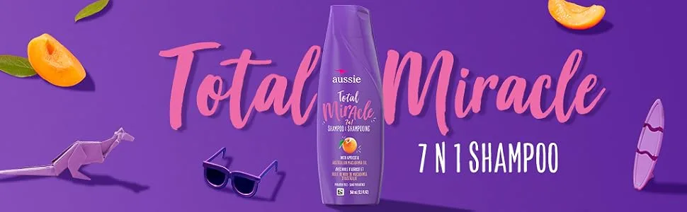 Aussie Total Miracle with Apricot & Macadamia Oil Paraben Free Shampoo 26.2 fl oz Pack of 4 - Total Miracle 7N1 Shampoo with Apricot and Australian Macadamia Oil Paraben Free