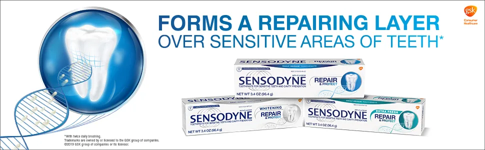 Sensodyne Repair and Protect Whitening Toothpaste Pack of 4  - HEader
