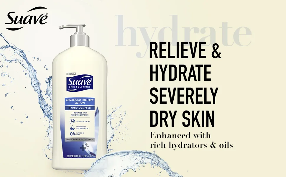 Suave Skin Solutions Body Lotion Advanced Therapy 18 Fl Oz (Pack of 6) - Suave Advanced Therapy Lotion FOP + Suave logo