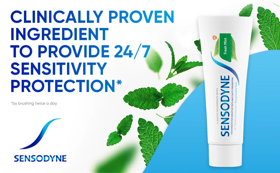 Sensodyne Fresh Mint Sensitive Toothpaste Cavity Prevention and Sensitive Teeth Treatment - 4 Ounces (Pack of 3) Mint 4 Ounce (Pack of 3) - Sensodyne Fresh Mint