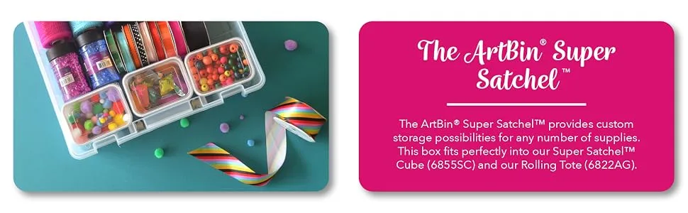 ArtBin 9002AB Super Satchel Thread Box Portable Craft & Sewing Organizer with Thread Tray 1 Plastic Storage Case Clear - product information 2