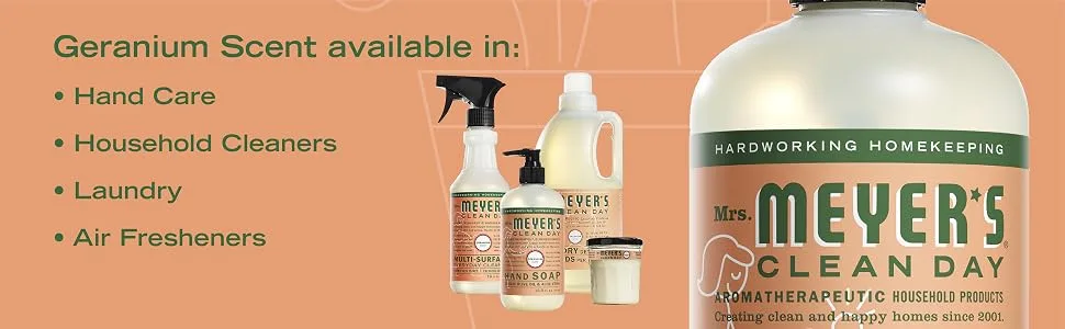 Mrs. Meyer's Hand Soap Made with Essential Oils Biodegradable Formula Geranium 12.5 fl. oz - Pack of 6 - Geranium scent available in: hand care, household cleaners, laundry, air fresheners