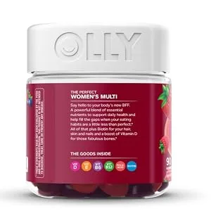 OLLY Women s Multi Gummy Starter Pack Bundle Vitamins A D C E Biotin Folic Acid Berry Flavor 90ct Bottle and 120ct Pouch 210 Count - product information 3
