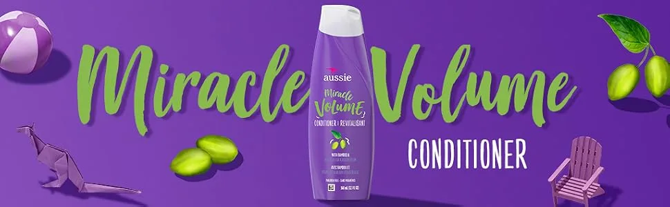 Aussie Miracle Volume Conditioner with Plum & Bamboo for Fine Hair 30.4 Fluid Ounce (Pack of 4) - Miracle Volume Conditioner with Bamboo and Australian Kakadu Plum Paraben Free