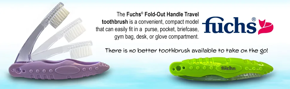 FUCHS Adult Record V Natural Soft Toothbrush 10 Count - Fuchs Fold-Out Handle Travel Toothbrush
