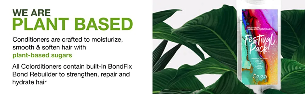Celeb Luxury Color Depositing Conditioner + Bondfix Bond Rebuilder Festival Pack Semi-Permanent Hair Color Conditioner Vivid - Plant based, vegan, bond rebuilder, color depositing conditioner, color mask, hair color dye