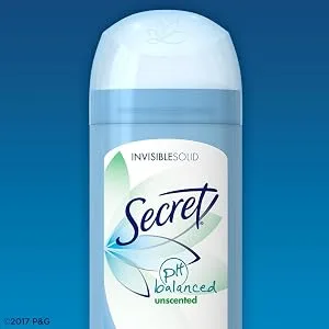 Secret Antiperspirant and Deodorant Women Original Unscented Invisible Solid pH Balanced 2.6 Oz (Pack of 6) Unscented 6-Pack - product information 1
