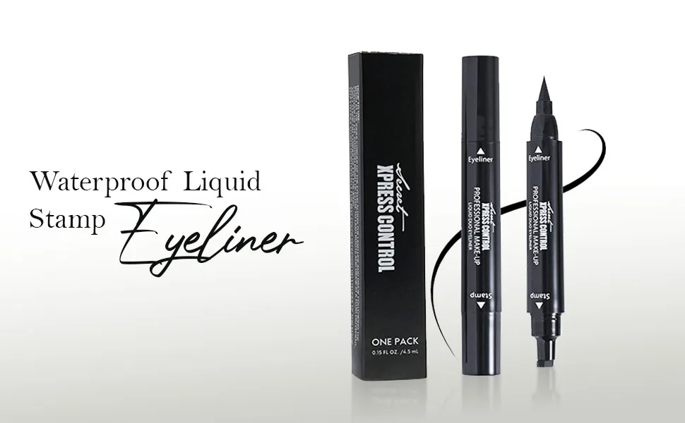 Secret Xpress Control Winged Eyeliner Stamp Waterproof Long Lasting Liquid Black Pen Cat Eye Matte Eye Makeup (Black - 2 Pack) - product information 1