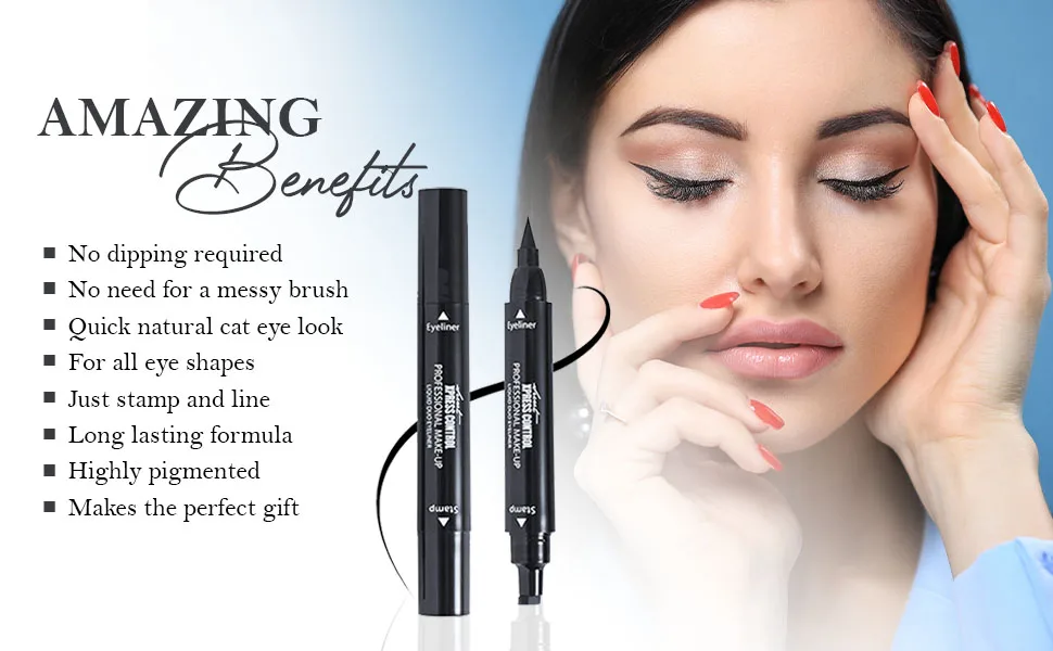 Secret Xpress Control Winged Eyeliner Stamp Waterproof Long Lasting Liquid Black Pen Cat Eye Matte Eye Makeup (Black - 2 Pack) - product information 6
