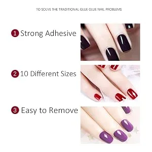 enForten 10 Pack Total 200pcs False Nail Art Patch False Nail Sticker for Manicure - Nail Decals