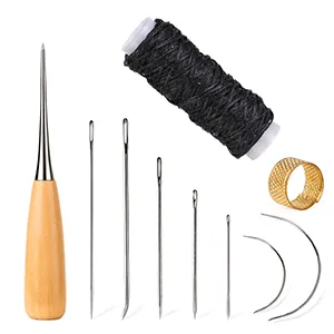 WUTA Leather Craft Awl Tools Leather Hole Punch Tool Sewing Punching Hole Maker Stitching Over Stitch Wood Handle 3 Packs - Leather Craft Awl