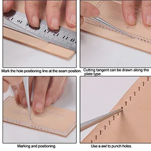 WUTA Leather Craft Awl Tools Leather Hole Punch Tool Sewing Punching Hole Maker Stitching Over Stitch Wood Handle 3 Packs - Leather Craft Awl