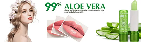 DTDR 2PCS Aloe Vera Lipstick Long Lasting Nutritious Color Changing Lip Balm Natural Moisturizer Magic Temperature Color Change Lip Gloss Green 2 Pack - Aloe Vera Lipstick