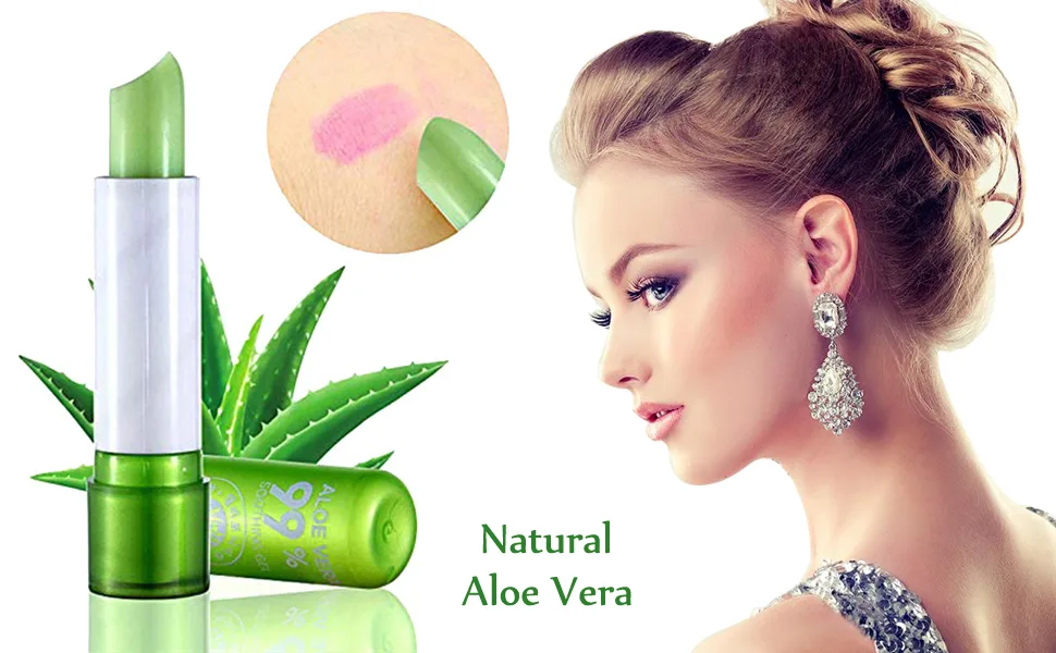 DTDR 2PCS Aloe Vera Lipstick Long Lasting Nutritious Color Changing Lip Balm Natural Moisturizer Magic Temperature Color Change Lip Gloss Green 2 Pack - Aloe Vera Lipstick