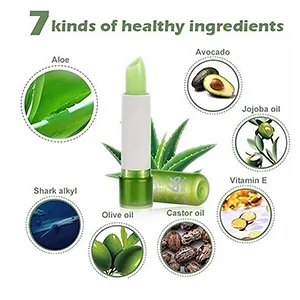 DTDR 2PCS Aloe Vera Lipstick Long Lasting Nutritious Color Changing Lip Balm Natural Moisturizer Magic Temperature Color Change Lip Gloss Green 2 Pack - Aloe Vera Lipstick