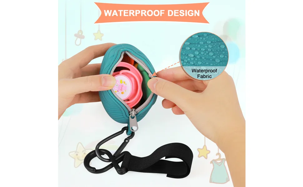 Accmor Silicone Baby Pacifier Case with Hook Baby Pacifier Holder Case Pacifier Pouch Box for Diaper Bag Holds 2 Pacifiers for Travel Outdoor Activities Blue - pacifier case