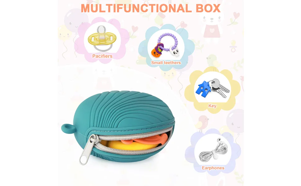 Accmor Silicone Baby Pacifier Case with Hook Baby Pacifier Holder Case Pacifier Pouch Box for Diaper Bag Holds 2 Pacifiers for Travel Outdoor Activities Blue - pacifier case