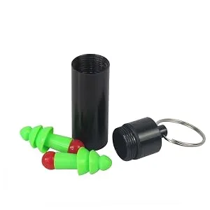 TOURBON Hunting Shooting Hearing Protection Ear Plugs Noise Reduction with Earplug Keychain Case Green Earplug With Silver Case - Noise Cancelling for Hearing Protection