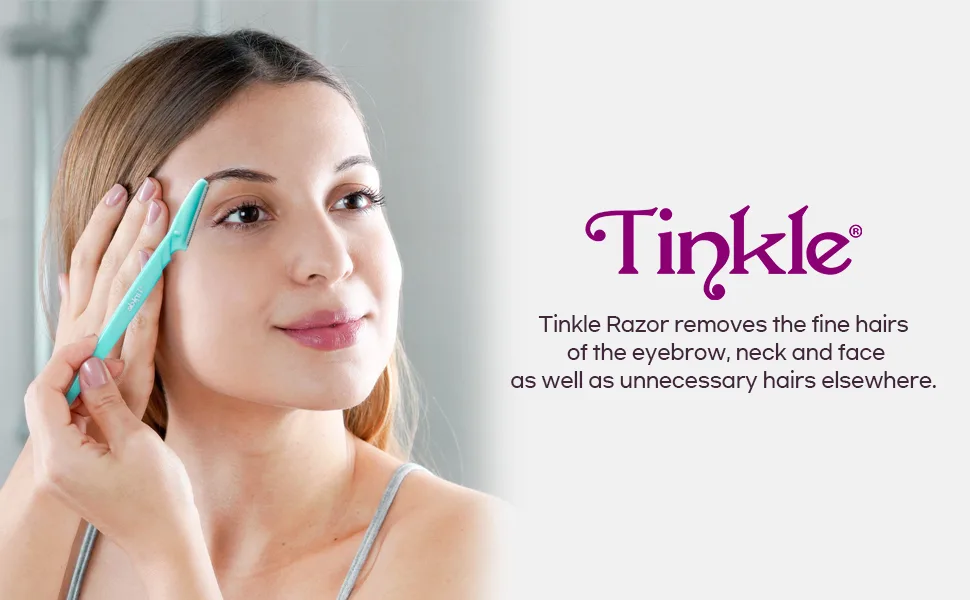 Dorco Tinkle Eyebrow Razors for Women 12 Razors 3ct per pack(4pk) Eyebrow Trimmer Dermaplaning Tool for Safe and Easy Facial Hair Removal for Women Exfoliating Face With Stainless Steel Safety Cover for Sensitive Sk... - Title