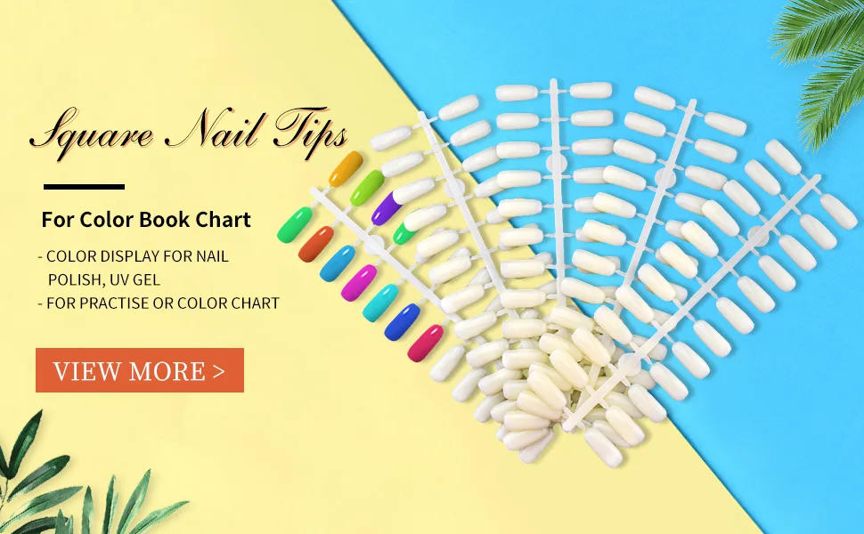 120 Tips/pack Clear Square Natural Color Flat Practice False Nail Tips for Professional Nail Gel Polish Board Display Book Chart Nail art Salon HJ-NT076 - nail tips square 120 colors display book for practice false nails color chart board Flat tip card