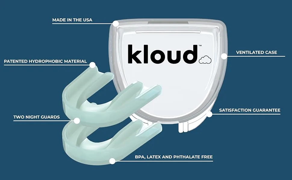 Kloud Night Guard - Mouth Guard for Clenching Teeth and Grinding Teeth 2 Pack Custom Moldable Dental Mouth Guard Mint - Kloud Nightguard Features