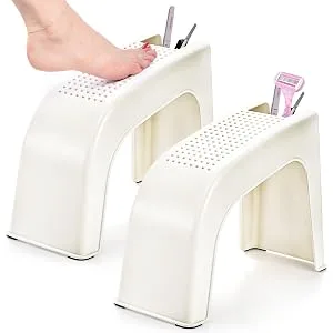Hedume 2 Pack Shower Foot Rest Easy Pedicure Foot Rest Stand Shower Foot Stool for Shaving Legs Bathing Manicure Non-Slip Built-in Storage - product information 2