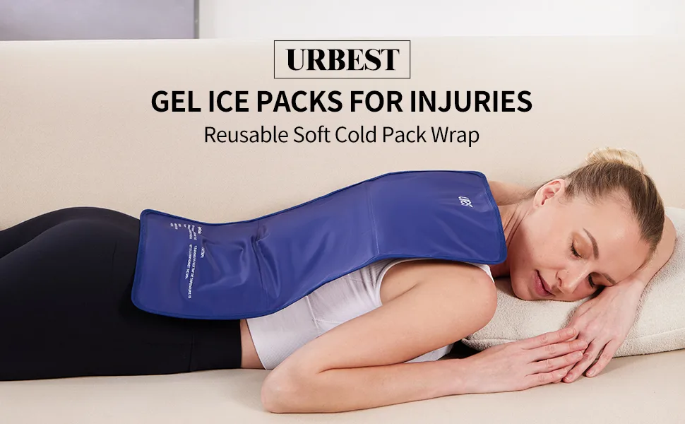Gel Ice Packs for Injuries Reusable Soft Cold Pack Wrap for Back Neck Knee Shoulder and Ankle Cold Therapy with 2 Straps Large Size 13x21 Navy - ice pack