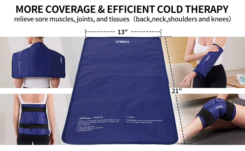 Gel Ice Packs for Injuries Reusable Soft Cold Pack Wrap for Back Neck Knee Shoulder and Ankle Cold Therapy with 2 Straps Large Size 13x21 Navy - ice packs for injuries reusable