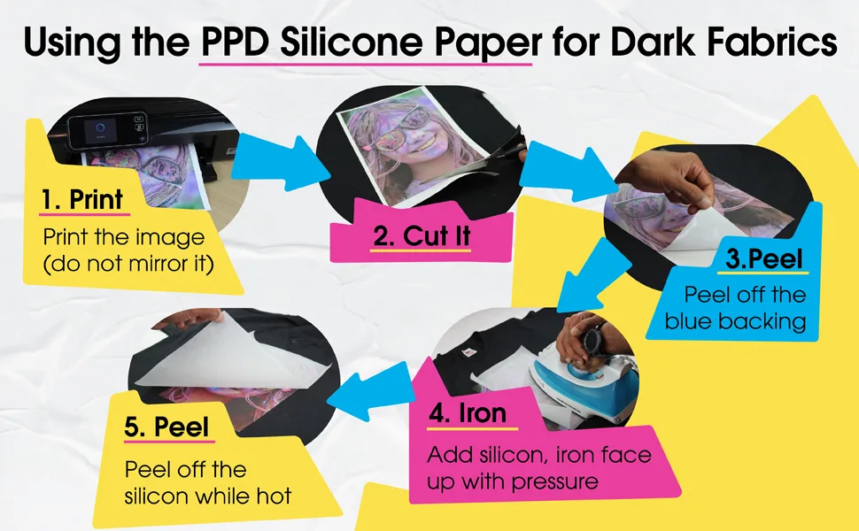 PPD Inkjet Iron-On Mixed Light and Dark Transfer Paper LTR 8.5X11 - Pack of 40 Sheets (PPD005-Mix) Assorted - ppd 2