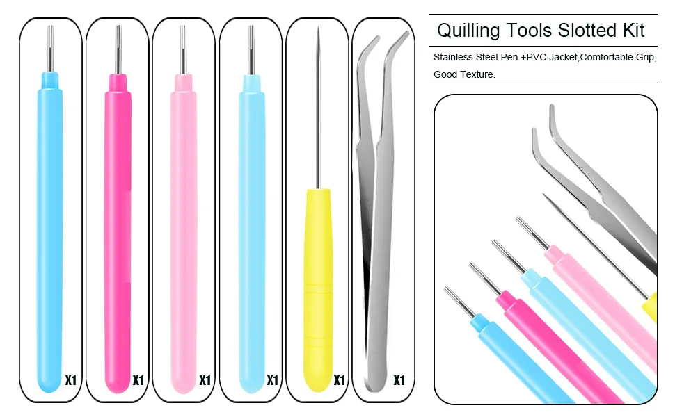 Paper Quilling Tools 12 Pack Assorted Sizes Rolling Curling Quilling Needle Pen for Art Craft DIY Paper Cardmaking Project 11 PCS - qwewqewq