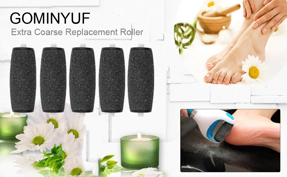 5 Pack Black Extra Coarse Replacement Refill Roller Compatible with Amope Pedi Refills Electronic Foot File - product information 1