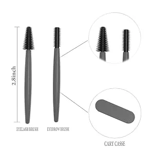 Aitakl Reusable Eyelash Brush Silicone Eyelash Brush 2 Pcs with Portable Case(Grey) - details