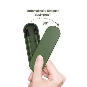 Aitakl Reusable Eyelash Brush Silicone Eyelash Brush 2 Pcs with Portable Case(Grey) - protable case