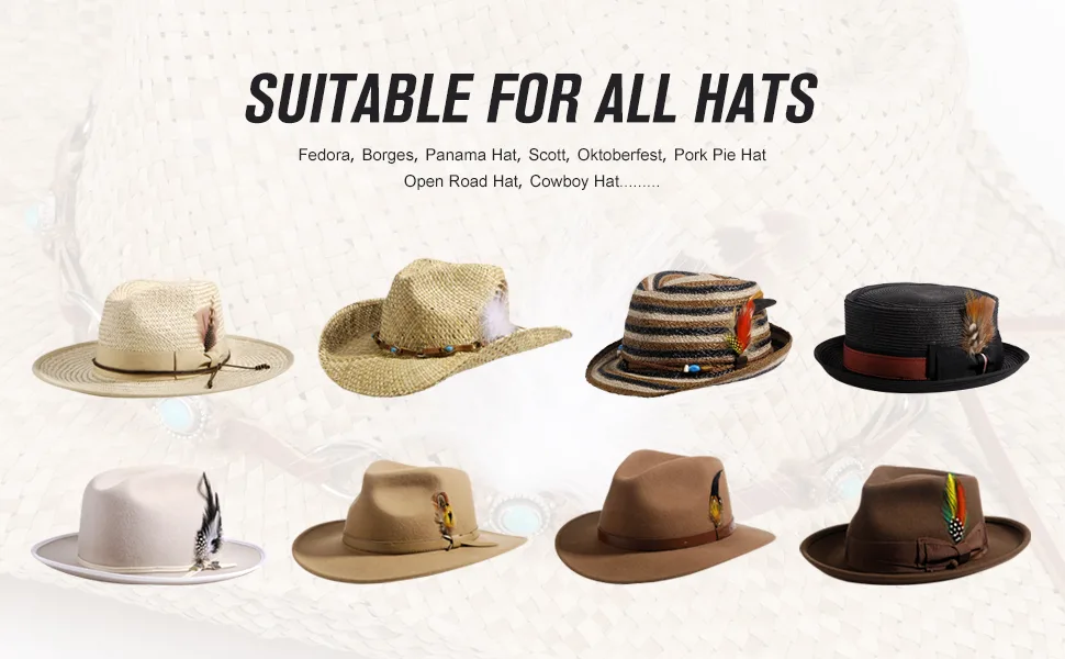Hat Feathers 9 Pcs Assorted Natural Feather Packs Accessories for Fedora Cowboy Open Road Borges Scott Oktoberfest Trilby Hats 9 Pcs One Size - feather
