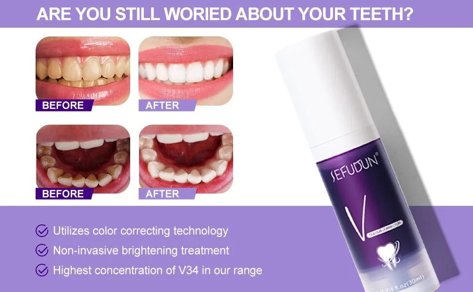 Teeth Whitening Toothpaste 2 Pack Purple Toothpaste for Teeth Whitening Color Corrector Toothpaste Toothpaste Sensitive Teeth Remove Stains Improves Teeth Brightness and Reduce Yellowing - purple toothpaste