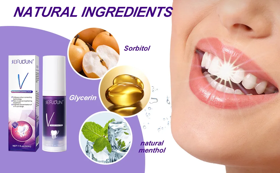 Teeth Whitening Toothpaste 2 Pack Purple Toothpaste for Teeth Whitening Color Corrector Toothpaste Toothpaste Sensitive Teeth Remove Stains Improves Teeth Brightness and Reduce Yellowing - teeth whitening toothpaste